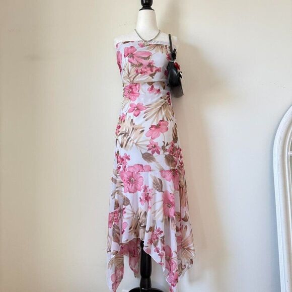 Y2K floral strapless asymmetrical coquette dress by Jessica - Picture 3 of 8